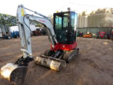 TAKEUCHI TB23R ZERO SWING EXCAVATOR, YEAR 2019. 1243 REC HOURS. 2 X BUCKETS. 2670KG OPERATING WEIGHT