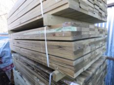 PACK OF 84NO PRESSURE TREATED THICK FENCE CLADDING TIMBER BOARDS. SIZE: 1.83M LENGTH X 140MM WIDTH X