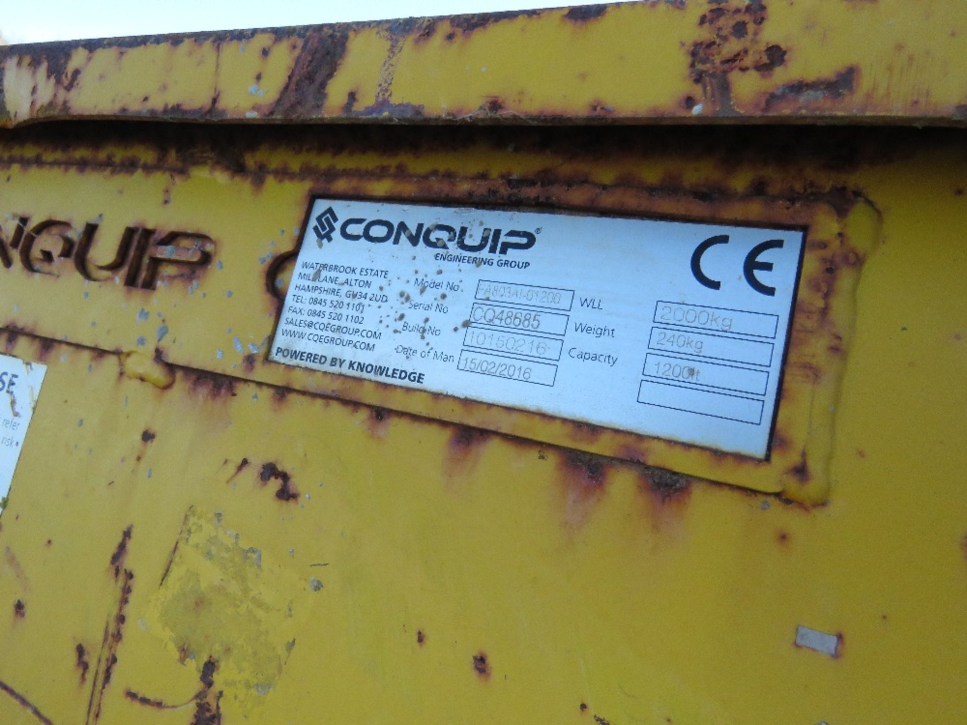 2 X CONQUIP FORKLIFT MOUNTED TIPPING SKIPS. - Image 4 of 4