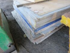 STACK OF APPROXIMATELY 38 X PRE USED TIMBER SHEETS, MAINLY PLYWOOD. THIS LOT IS SOLD UNDER THE AUCT