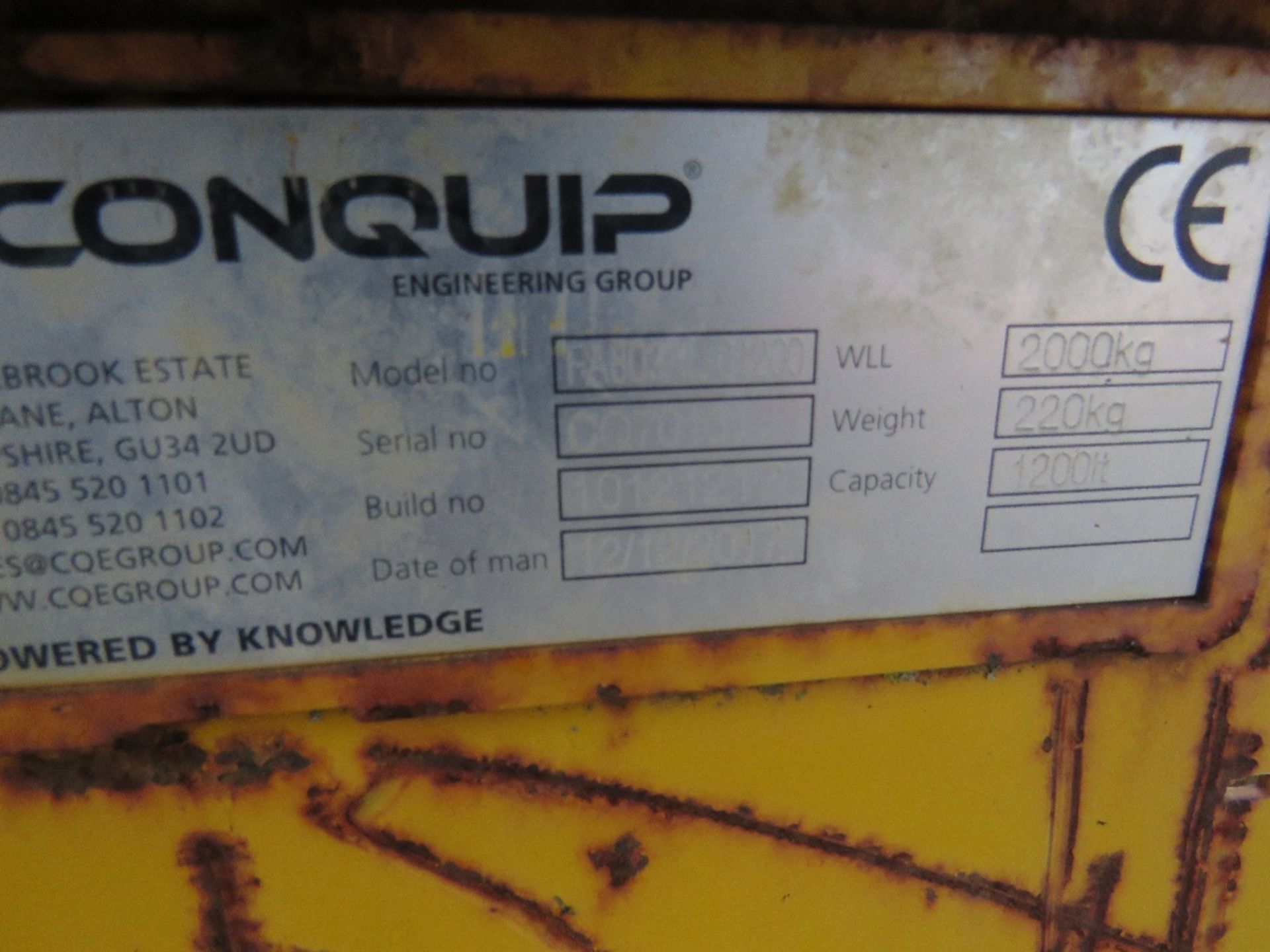 CONQUIP FORKLIFT MOUNTED TIPPING SKIP. - Image 3 of 3