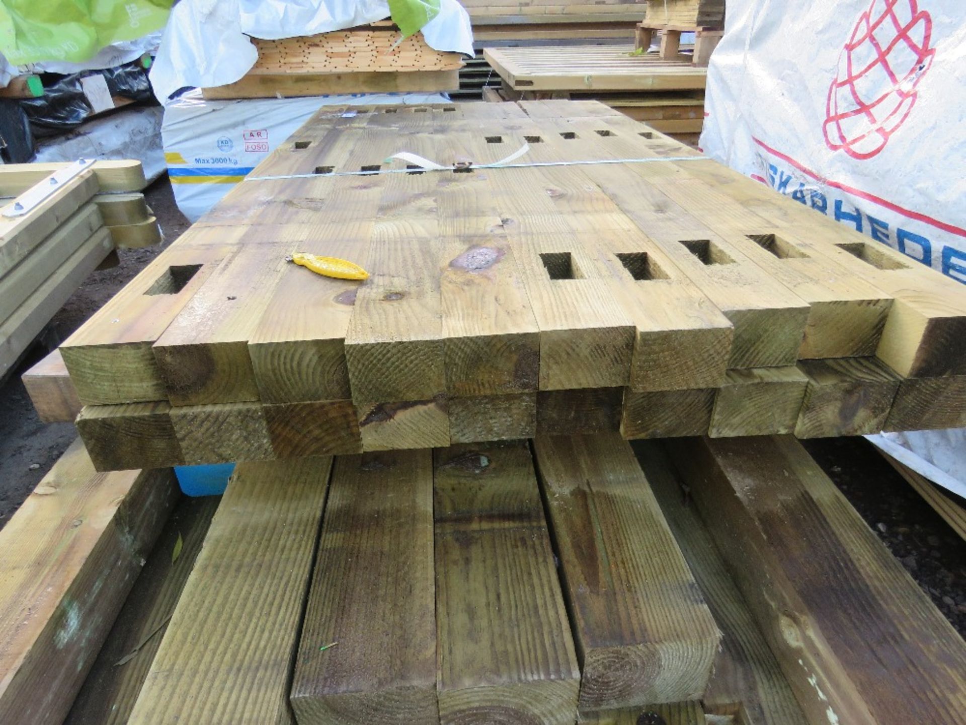 20 X TREATED NOTCHED FENCE POSTS, 1.8M X 100MM X 70MM APPROX. - Image 2 of 2