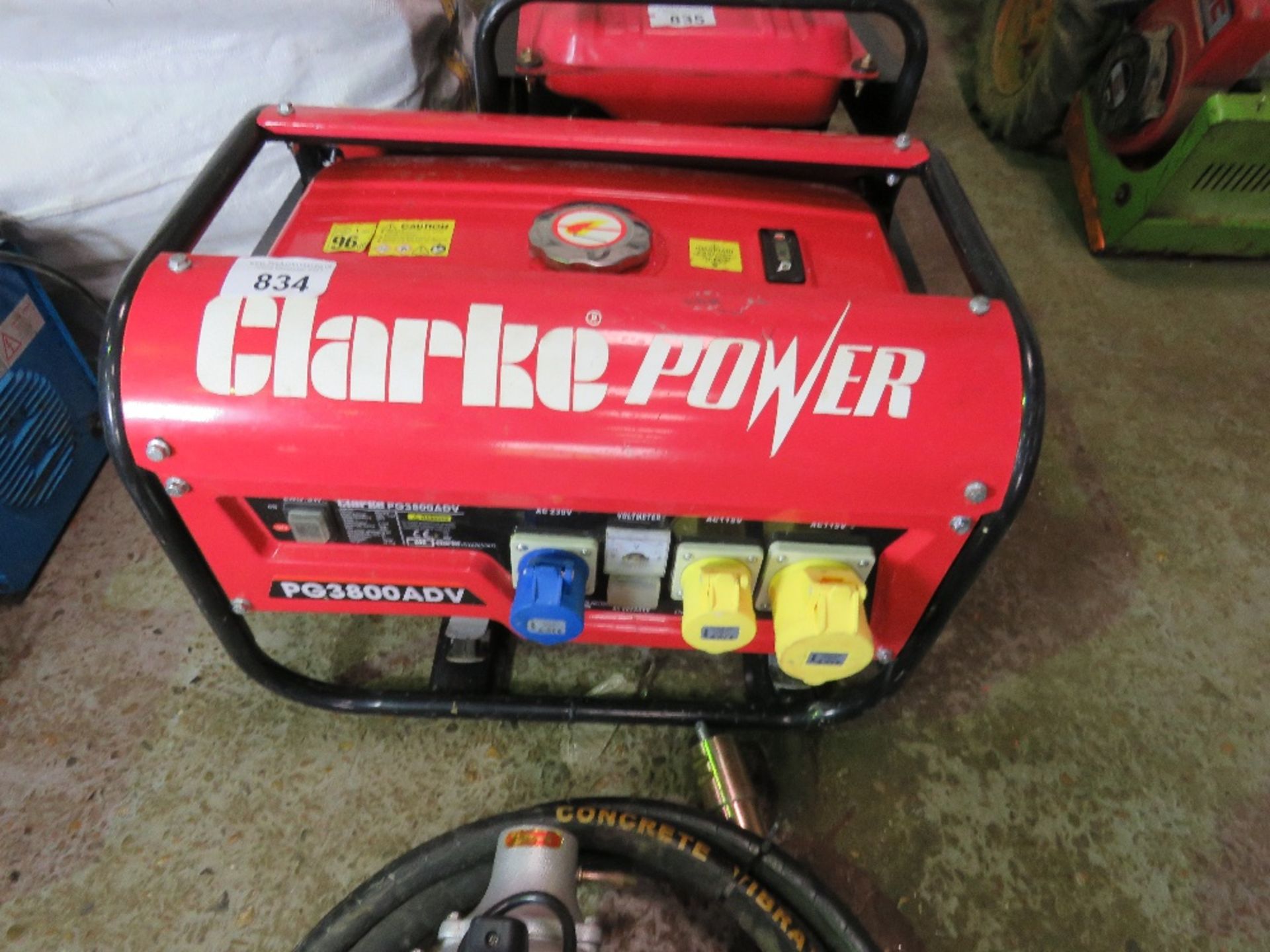 CLARKE POWER PG3800ADV GENERATOR SET. SOLD UNDER THE AUCTIONEERS MARGIN SCHEME THEREFORE NO VAT WILL