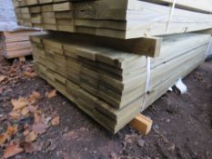 PACK OF 77NO PRESSURE TREATED THICK FENCE CLADDING TIMBER BOARDS. SIZE: 1.83M LENGTH X 140MM WIDTH X