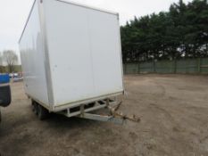 TERCAM TWIN AXLED BOX VAN TRAILER WITH REAR BARN DOORS. FURGOKIT BODY. 13FT X 7FT APPROX. SOLD UNDER