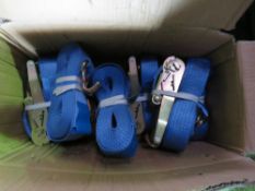 6 X 5 TONNE RATCHET STRAPS, 8M LENGTH. SOLD UNDER THE AUCTIONEERS MARGIN SCHEME THERFORE NO VAT WILL