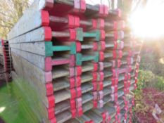 BUNDLE OF "I" BEAM WOODEN SHUTTERING BEAMS, 50NO APPROX IN THE BUNDLE, 2.45METRE LENGTH. ALSO SUITAB