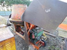 BIG BOWLED DIESEL SITE MIXER WITH LISTER LT1 C/W HANDLE.