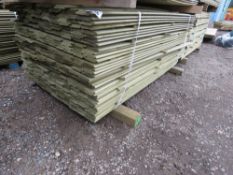 LARGE PACK OF PRESSURE TREATED SHIPLAP TIMBER FENCE CLADDING BOARDS. SIZE: 1.73M LENGTH X 100MM