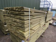 LARGE PACK OF PRESSURE TREATED SHIPLAP TIMBER FENCE CLADDING BOARDS. SIZE: 1.73M LENGTH X 100MM