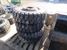 4 X HEAVY DUTY 8.25-15 WHEELS AND TYRES. THIS LOT IS SOLD UNDER THE AUCTIONEERS MARGIN SCHEME, THER