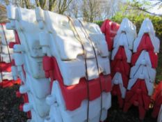 36 X HOG 600 PLASTIC WATER FILLED BARRIERS, UNUSED, SHOP SOILED. PACKED AS 2 PACKS OF 18NO.