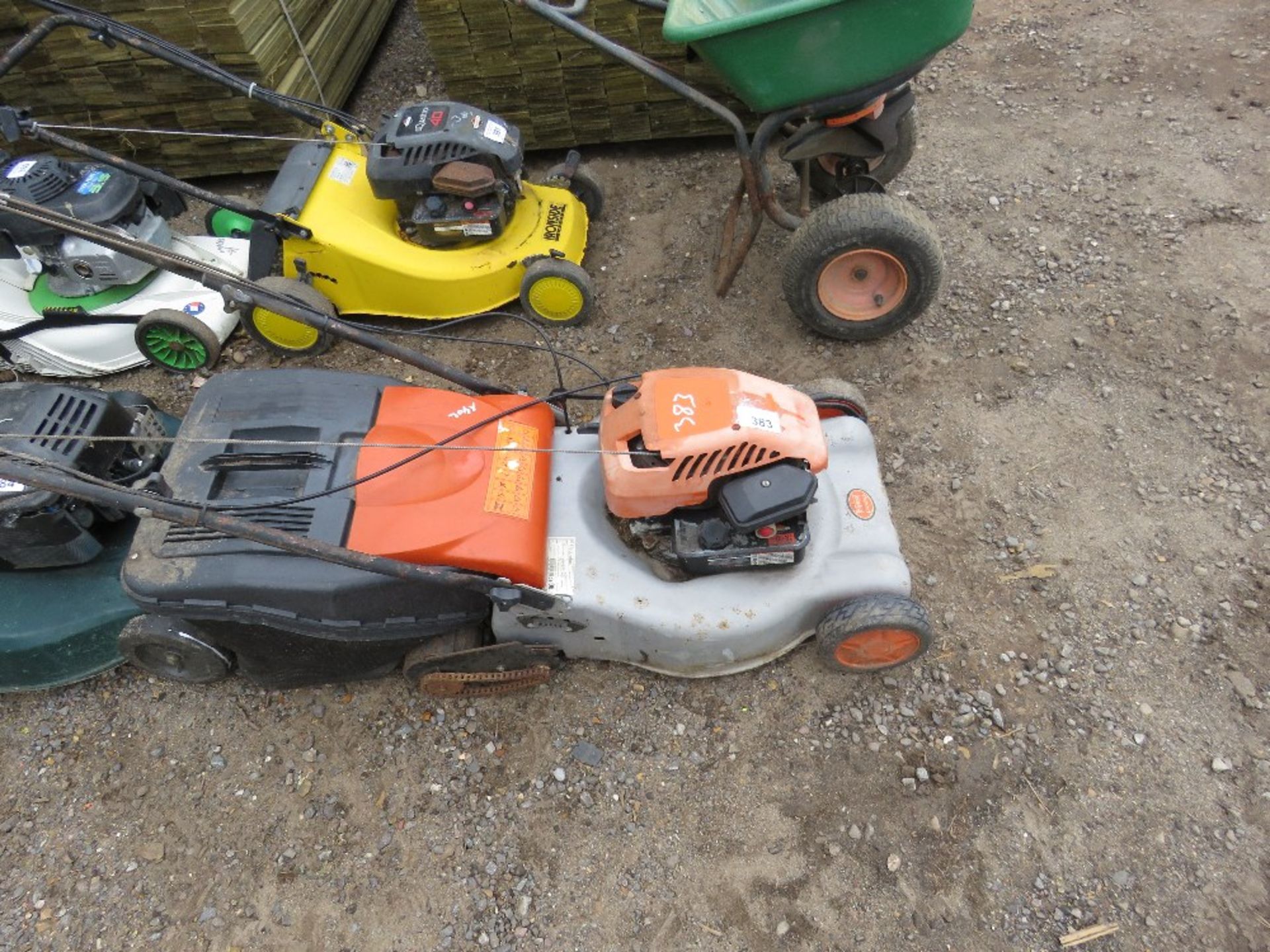 FLYMO ROLLER MOWER WITH COLLECTOR BOX.