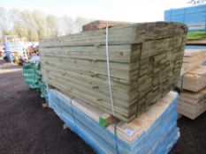 LARGE PACK OF PRESSURE TREATED TIMBER FENCE CLADDING BOARDS. SIZE: 1.8M LENGTH X 10MM WIDTH APPR