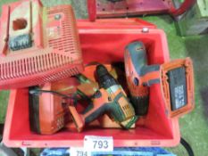 2 X HILTI BATTERY DRILL PLUS A HILTI NAIL GUN. SOLD UNDER THE AUCTIONEERS MARGIN SCHEME THEREFORE NO