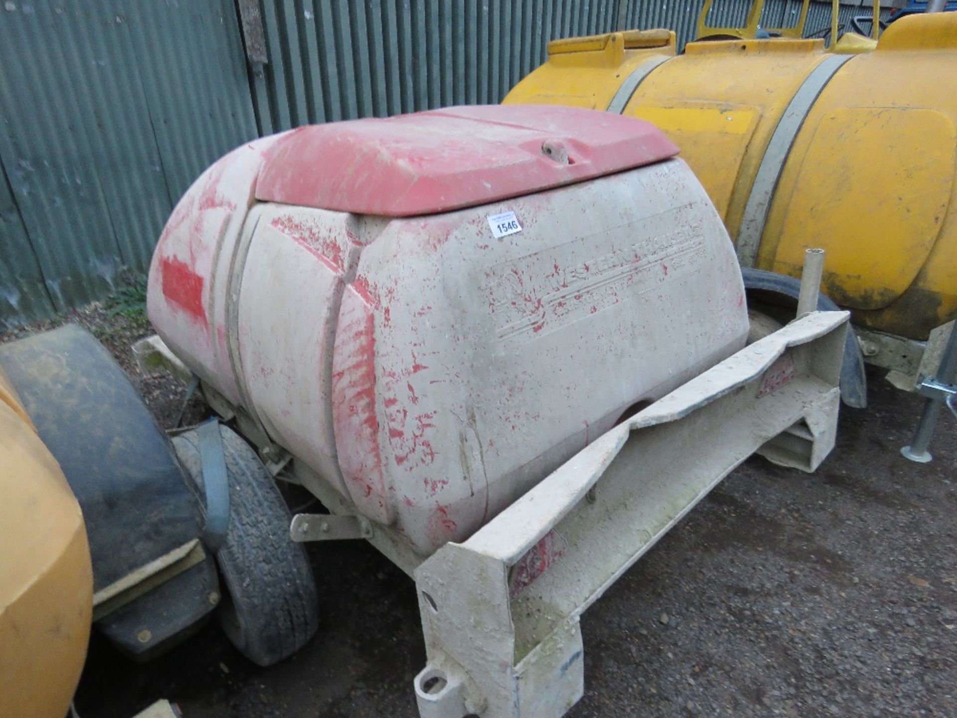 WESTERN SINGLE AXLED WATER BOWSER WITH LONG NECK TO HOUSE PRESSURE WASHER ETC. - Image 2 of 5