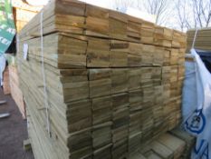 PACK OF FEATHER EDGE FENCE CLADDING TIMBER, TREATED. SIZE: 1.65M LENGTH, 100MM WIDTH APPROX.