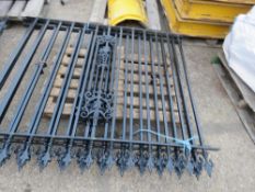 3 x highly decorative steel rainlings, 1.6m wide, 1.32m height, finial tops. THIS LOT IS SOLD UNDER