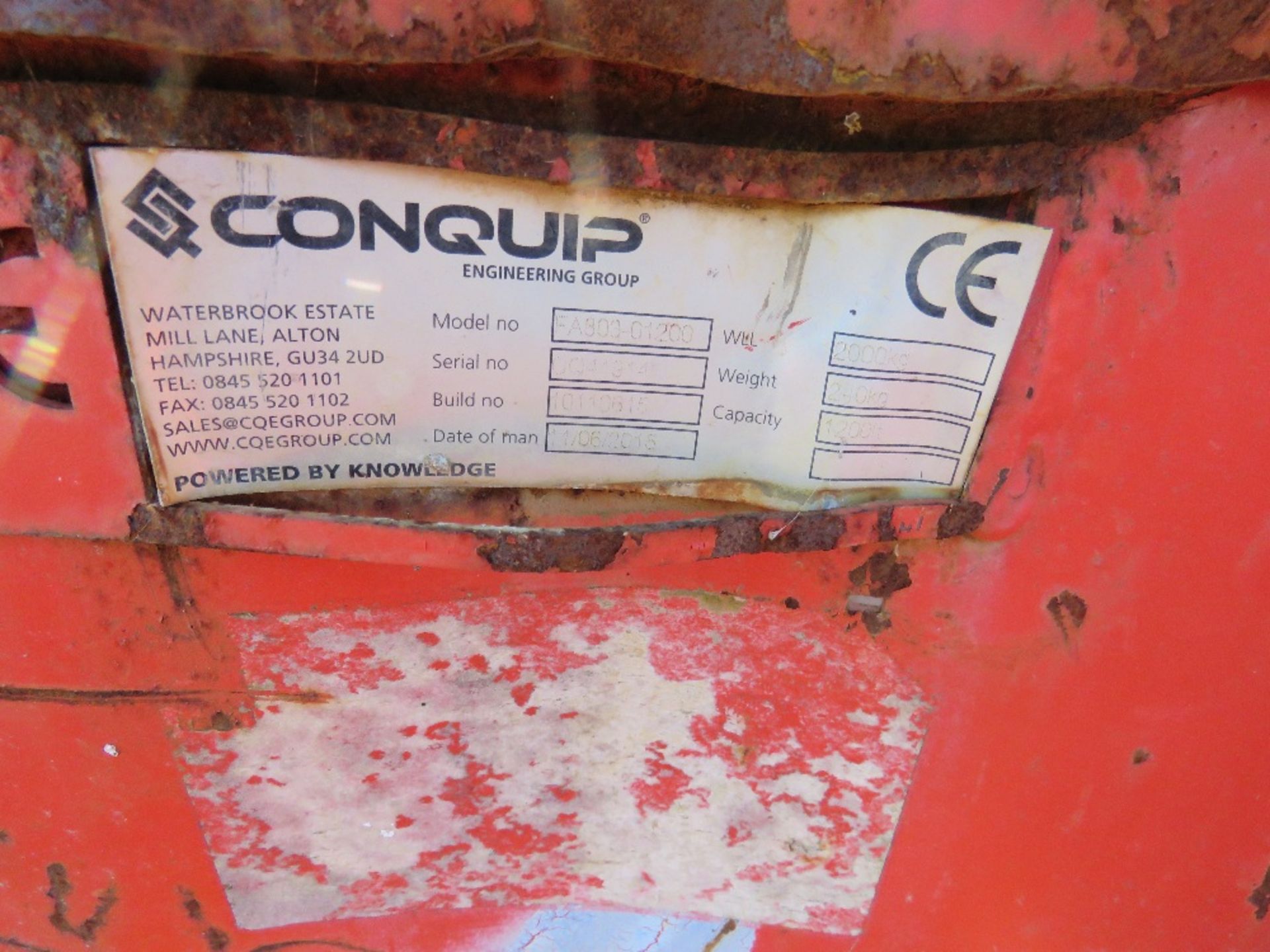 CONQUIP FORKLIFT TIPPING SKIP, YEAR 2015. - Image 2 of 3