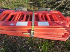 9 X RED PEDESTRIAN CHAPTER 8 BARRIERS. THIS LOT IS SOLD UNDER THE AUCTIONEERS MARGIN SCHEME, THEREFO