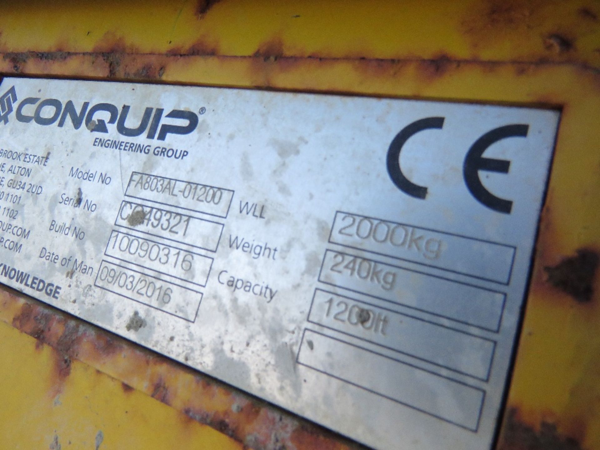 2 X CONQUIP FORKLIFT MOUNTED TIPPING SKIPS. - Image 5 of 5