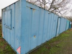 SECURE PORTABLE SITE OFFICE, 32FT X 10FT WITH 2 X MID DOORS, WINDOWS WITH SHUTTERS. NO KEYS/HANDLES