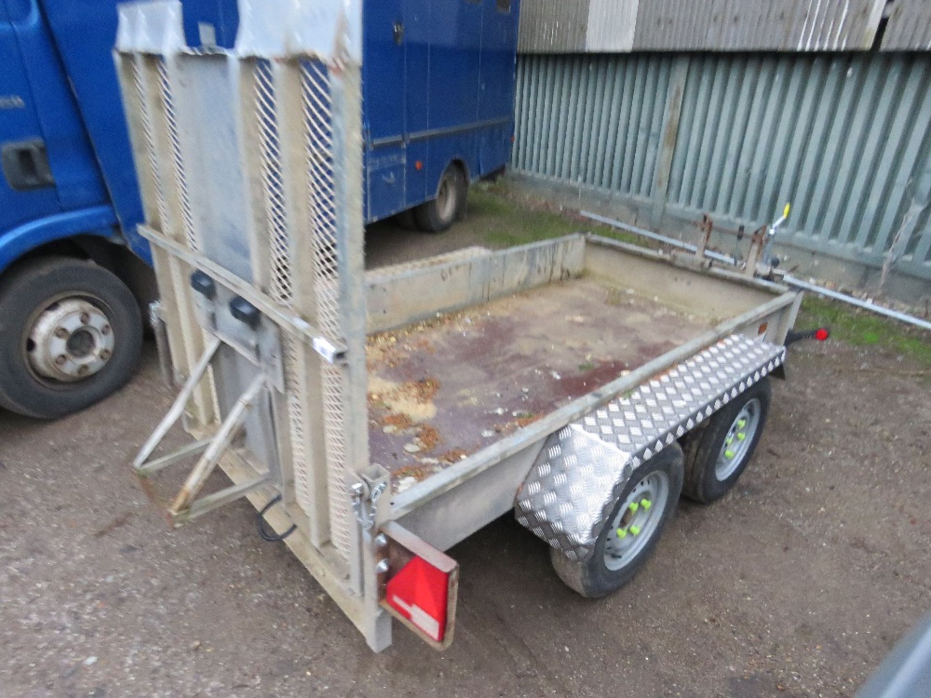 INDESPENSION 8FT X 4FT MINI EXCAVATOR TRAILER WITH DROP REAR RAMP. RING HITCH FITTED. - Image 2 of 7