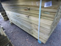 LARGE BUNDLE OF PRESSURE TREATED FEATHER EDGE TIMBER CLADDING: 1.5M LENGTH X 10CM WIDTH APPROX.