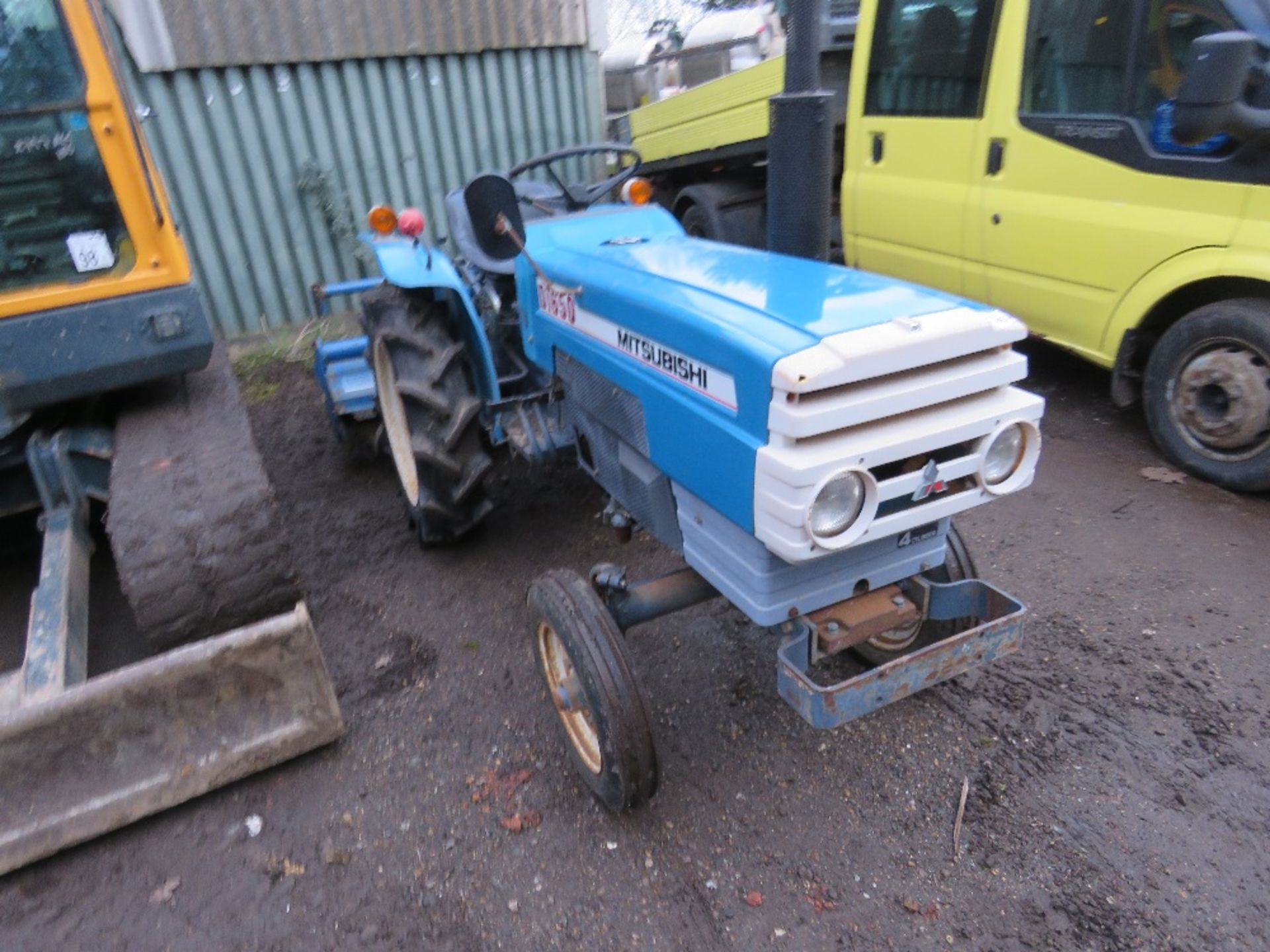 MITSUBISHI D1650 2WD COMPACT TRACTOR WITH REAR ROTORVATOR AND 3 POINT LINKAGE. 875 REC HOURS. WHEN T - Image 2 of 10