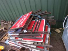 PALLET OF ASSORTED METAL ROAD SIGNS.