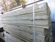 LARGE PACK OF TREATED FEATHER EDGE FENCE CLADDING TIMBER BOARDS. SIZE: 1.8M LENGTH X 10CM WIDTH APPR
