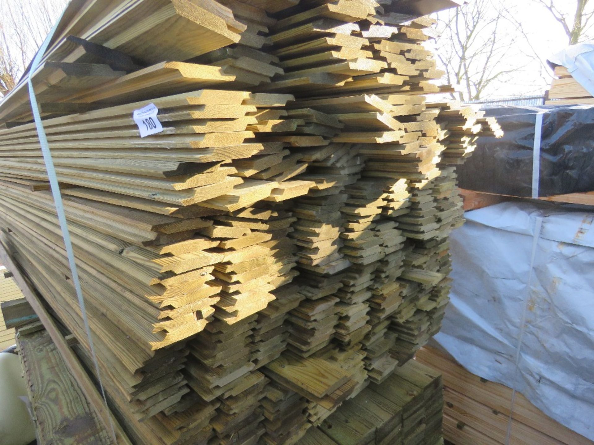 LARGE BUNDLE OF PRESSURE TREATED SHIPLAP TIMBER CLADDING: 1.7M LENGTH X 10CM WIDTH APPROX. - Image 2 of 3