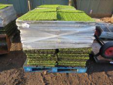 PALLET OF INTERLOCKING ASTRO TURF FAKE GRASS TILES WITH CUSHION BACKING, 50MM X 50MM, APPROXIMATELY