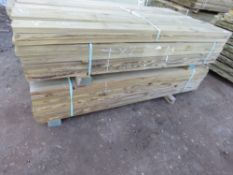 LARGE STACK OF TREATED TIMBER BOARDS, 154NO IN TOTAL APPROX, SIZE: 145MM X 30MM @ 1.83M LENGTH APPRO