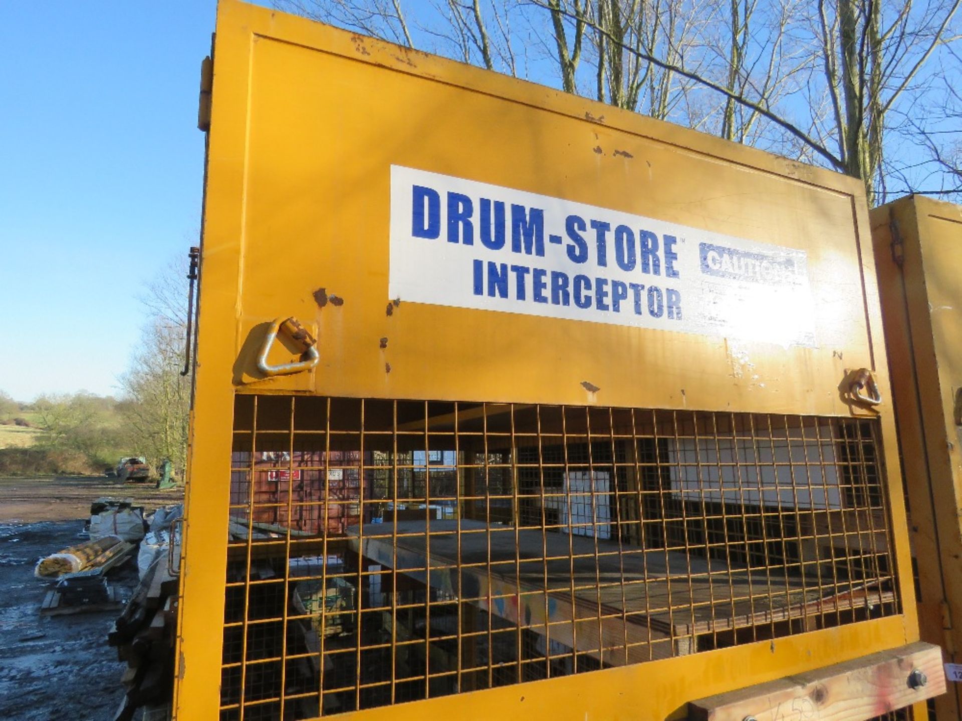 DRUM-STORE INTERCEPTOR LOCKABLE STORAGE CAGE WITH BUNDED BASE.SIZE: 5FT X 8FT X 100" HEIGHT APPROX. - Image 2 of 5