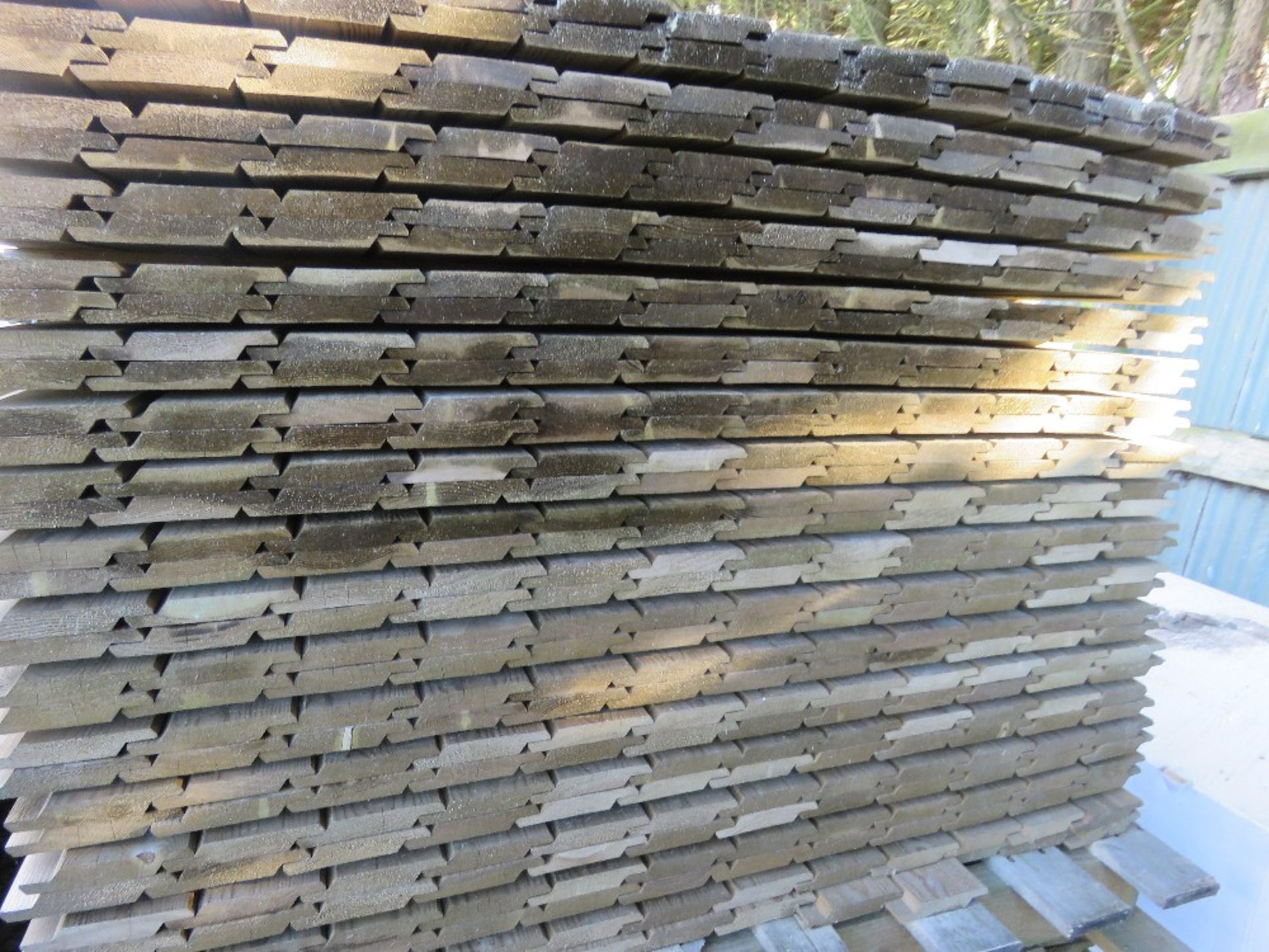 2 X PALLETS OF SHIPLAP PRESSURE TREATED FENCE CLADDING TIMBER BOARDS. 1.02M LENGTH X 95MM WIDTH APP - Image 2 of 4