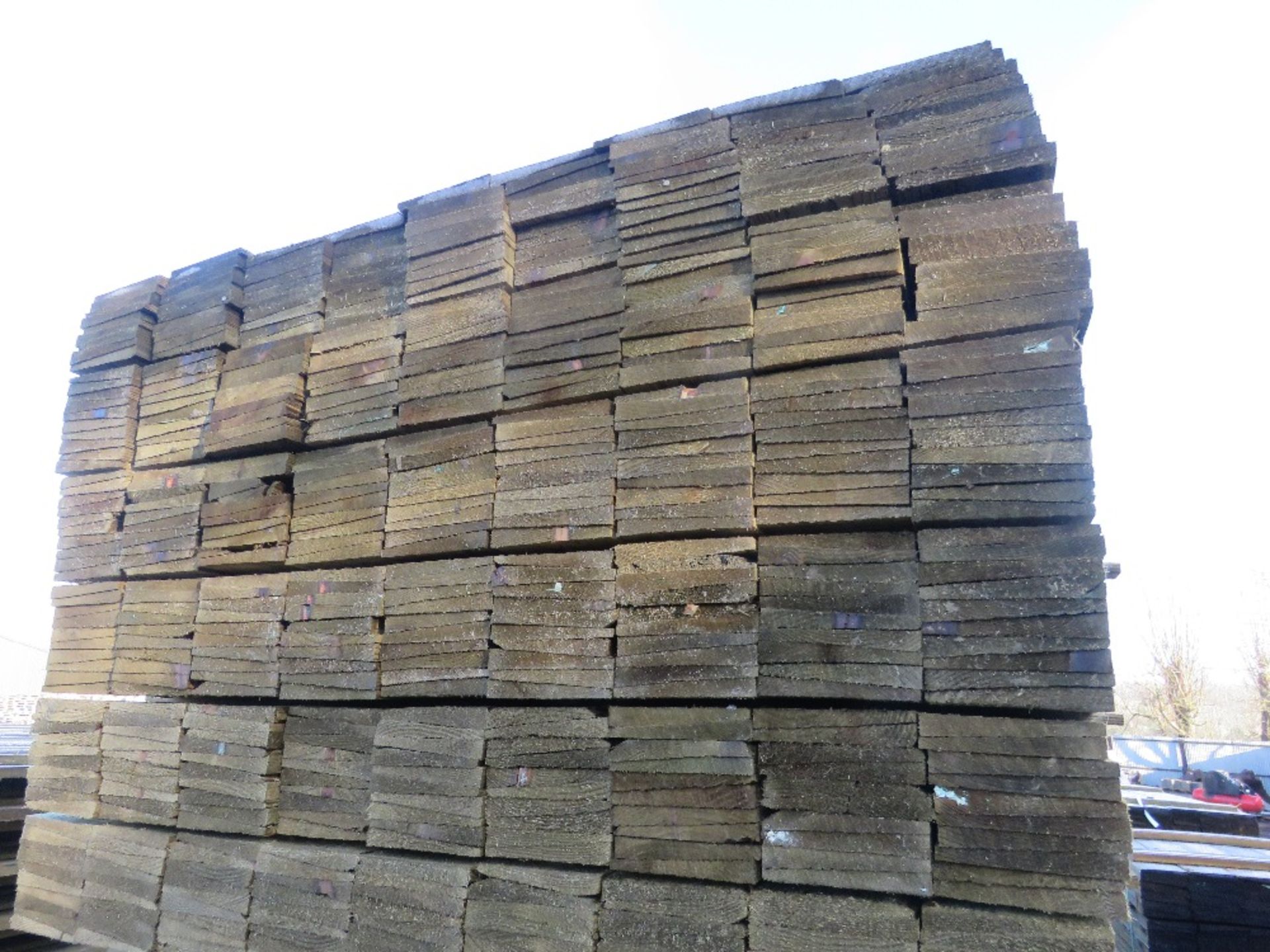 LARGE BUNDLE OF PRESSURE TREATED FEATHER EDGE TIMBER CLADDING: 1.2M LENGTH X 10CM WIDTH APPROX. - Image 2 of 3