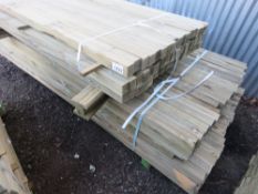 STACK OF TIMBER POSTS, 44MM X 45MM APPROX AT LENGTHS OF 1.79M AND 2.4M APPROX. 2 BUNDLES SOLD AS ONE
