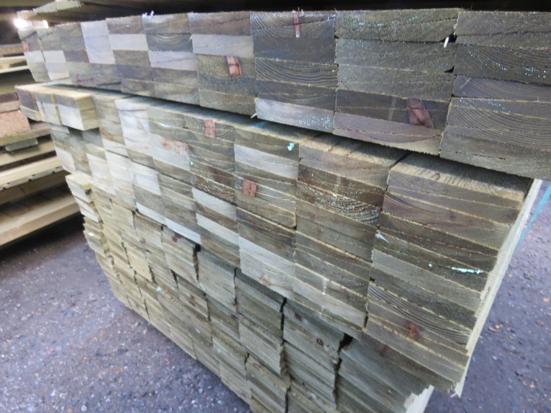 LARGE BUNDLE OF PRESSURE TREATED FEATHER EDGE TIMBER CLADDING: 1.8M LENGTH X 10CM WIDTH APPROX. - Image 2 of 3