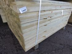 LARGE PACK OF FEATHER EDGE PRESSURE TREATED FENCE CLADDING TIMBER BOARDS. 1.65M LENGTH X 100MM WIDTH
