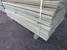 LARGE PACK OF TREATED SHIPLAP FENCE CLADDING TIMBER BOARDS. SIZE: 1.83M LENGTH X 10CM WIDTH APPROX.