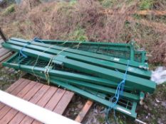 4 X GREEN MESH COVERED HD GATES 2.35M X 1M APPROX WITH 3 X POSTS.
