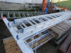 3 STAGE ALUMINIUM LADDER WITH STABILISER BASE.