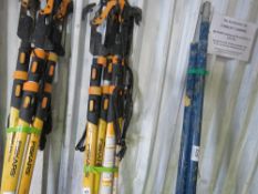 4 X FISKERS TELESCOPIC POLE PRUNERS, GRP , PROFESSIONAL TYPE. NO VAT ON HAMMER PRICE.