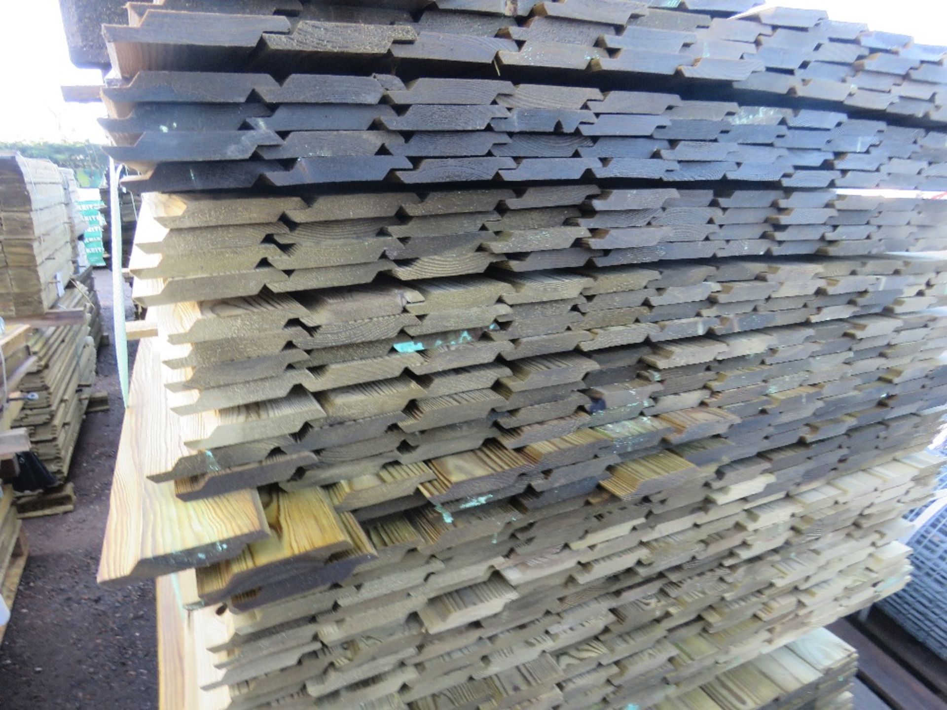 LARGE BUNDLE OF PRESSURE TREATED SHIPLAP TIMBER CLADDING: 1.73M LENGTH X 10CM WIDTH APPROX. - Image 2 of 3