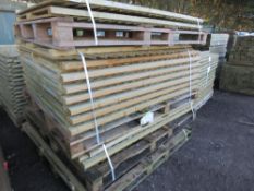 STACK OF ASSORTED TIMBER FENCE PANELS, 27NO APPROX. MAINLY FEATHER EDGE CLAD.