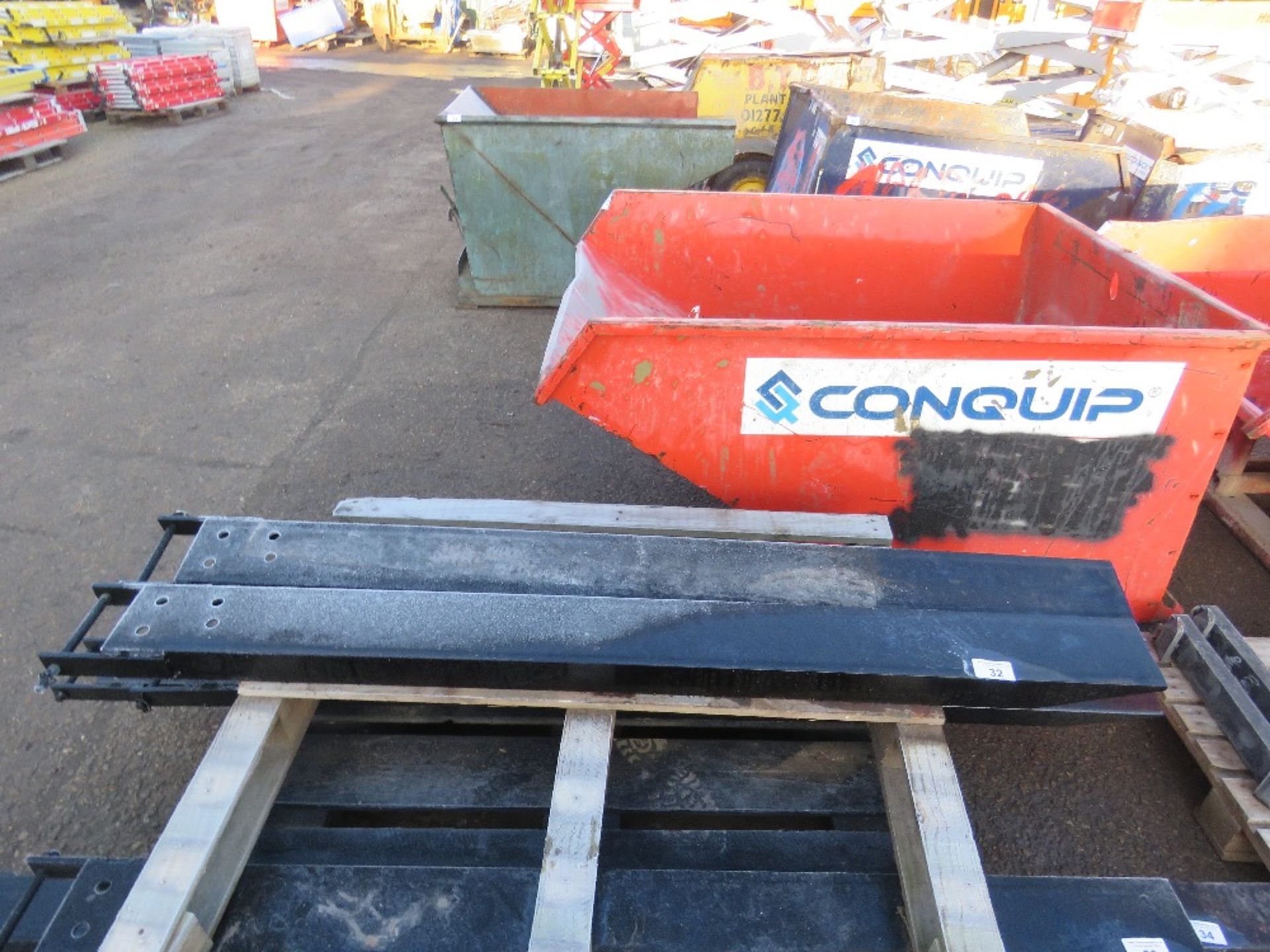 FORKLIFT EXTENSION TINES/SLEEVES WITH LOCKING PINS. 1.8M LENGTH APPROX