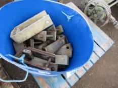 BUCKET CONTAINING ASSORTED ECAVATOR TRACK LOCKS, NO KEYS (16NO APPROX IN TOTAL).