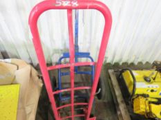 BARREL TROLLEY, 205 LITRE RATED, PLUS A SACKBARROW.