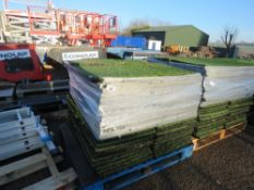 PALLET OF INTERLOCKING ASTRO TURF FAKE GRASS TILES WITH CUSHION BACKING, 50MM X 50MM 100NO IN TOTAL